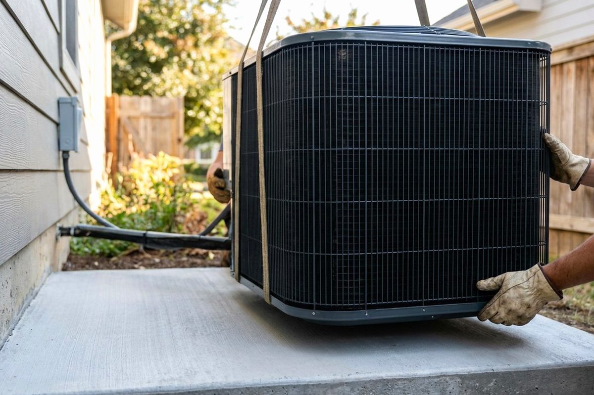 AC Installation technician at work