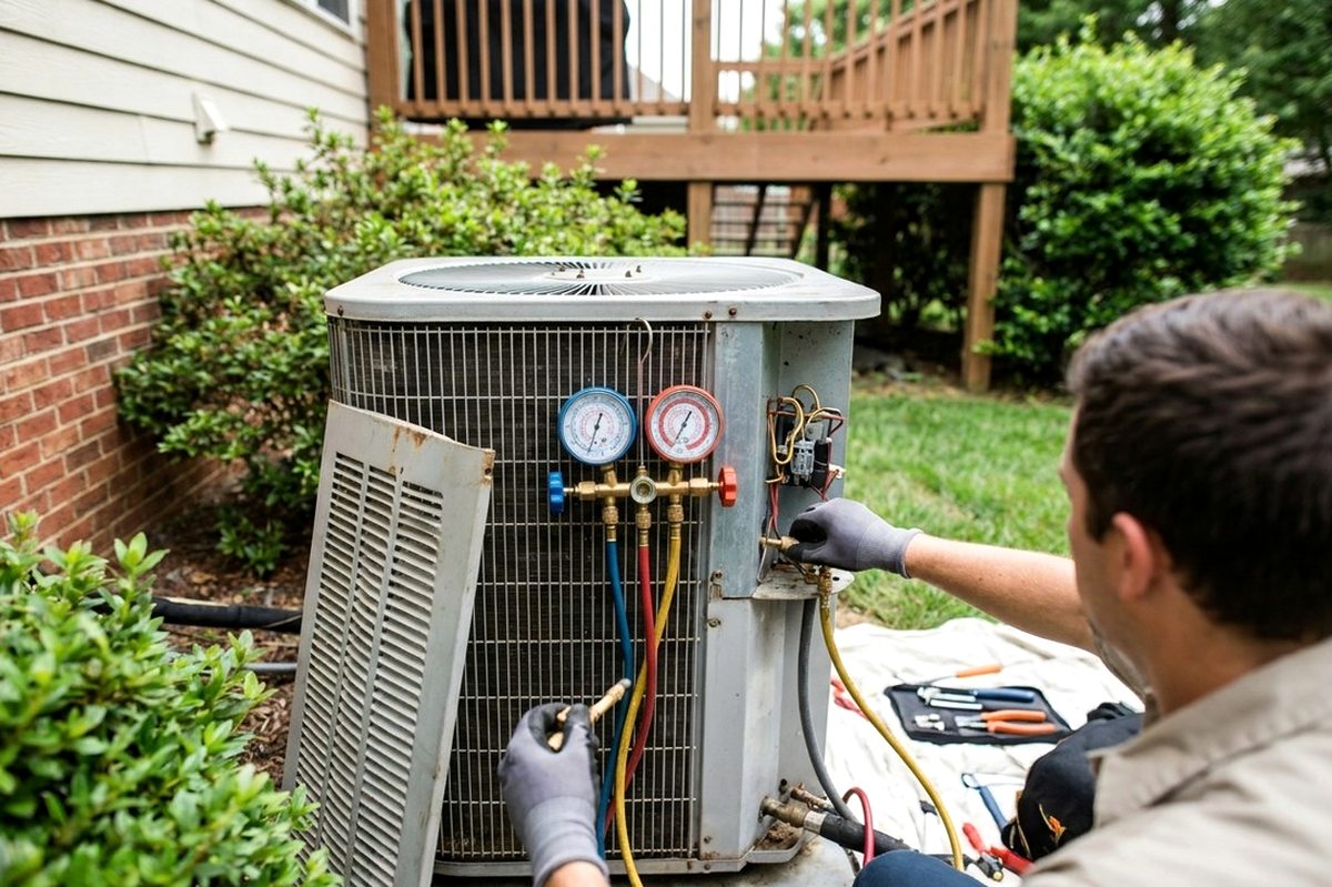 AC Repair technician at work