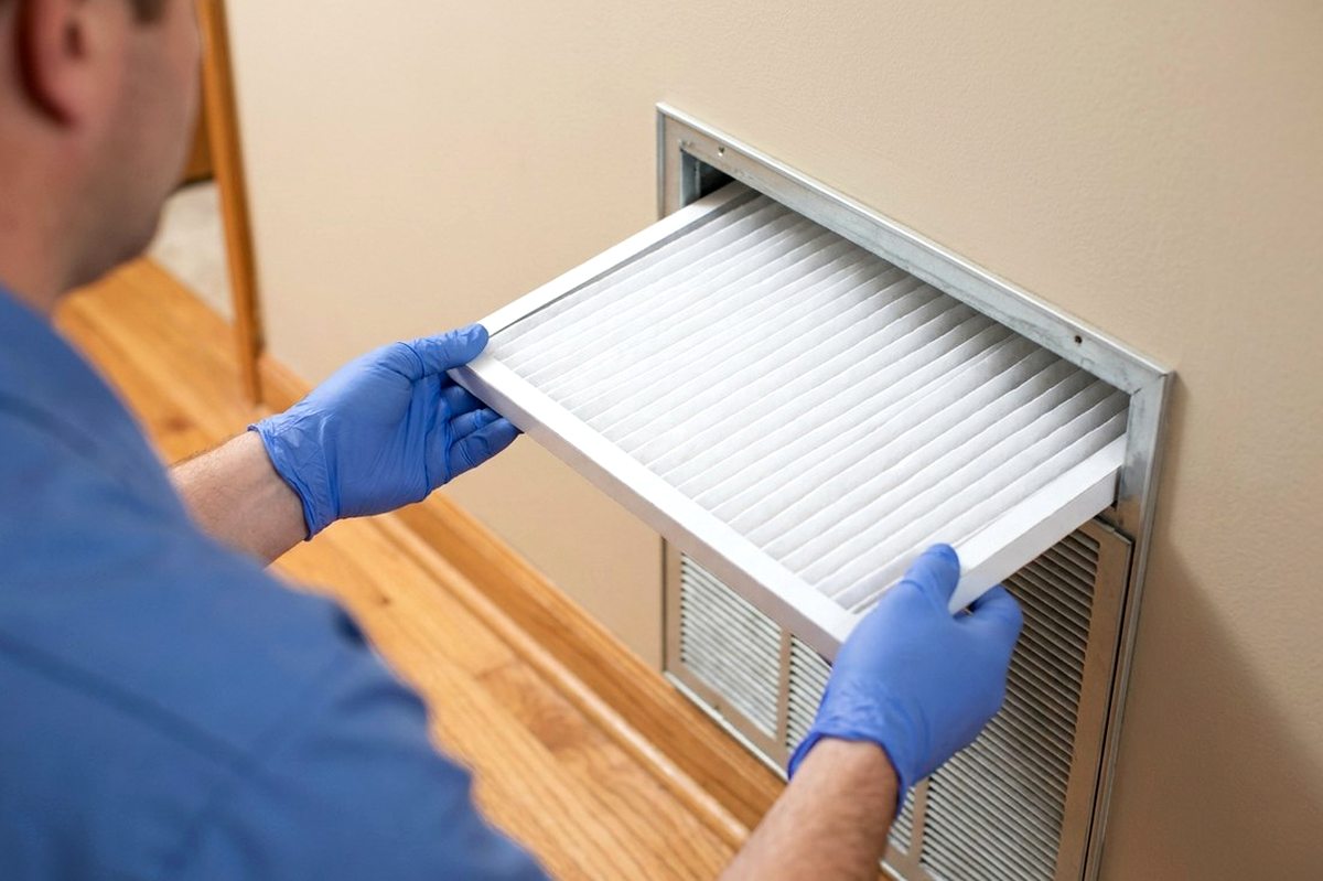 HVAC Maintenance technician at work