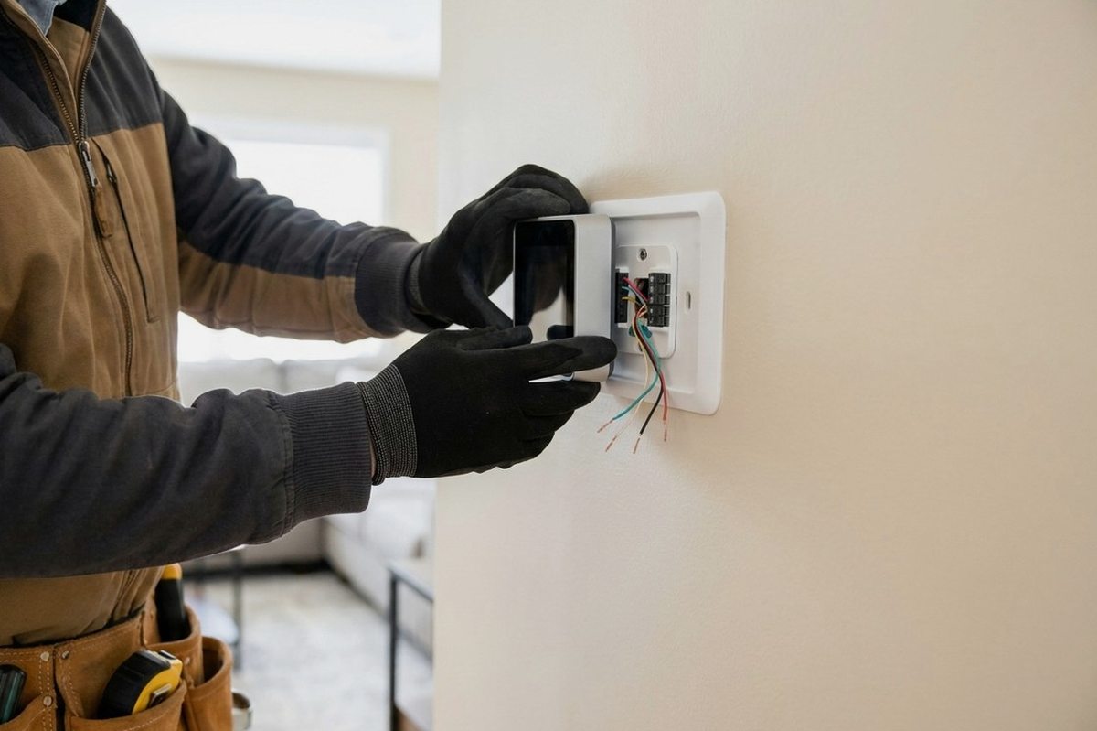 Thermostat Installation technician at work